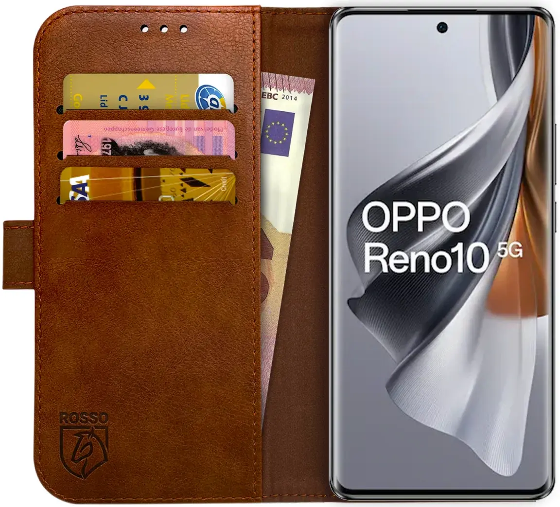 Rosso Element Oppo Reno 10 Pro Hoesje Book Case Wallet Bruin afbeelding 1