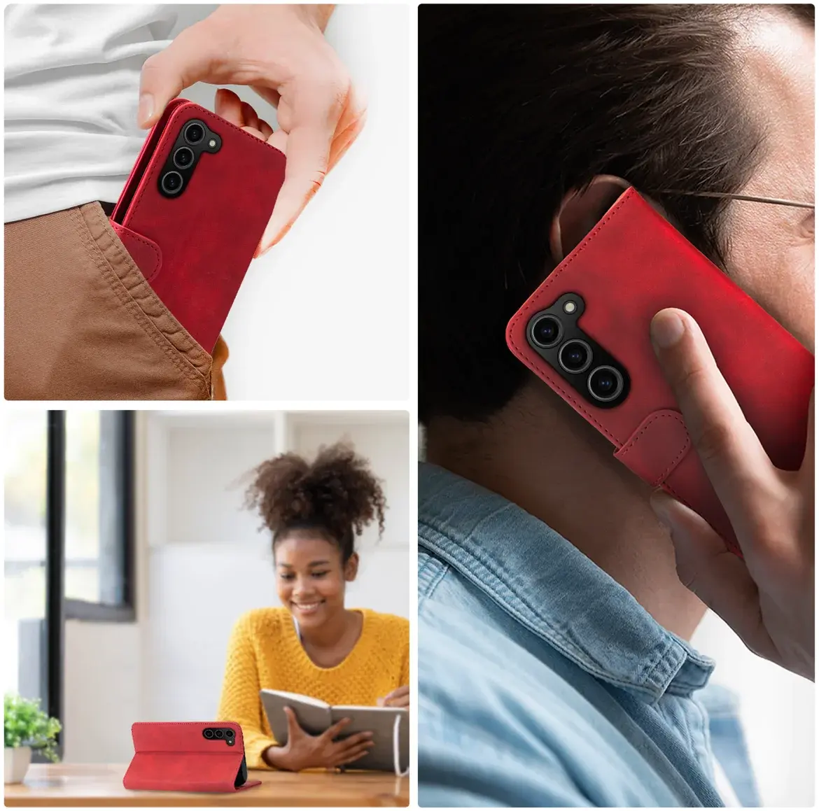 Rosso Element Samsung Galaxy S23 FE Hoesje Book Case Wallet Rood afbeelding 3