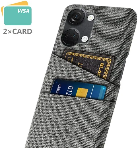OnePlus Nord 3 5G Hoesje met Kaarthouder Back Cover Grijs afbeelding 2