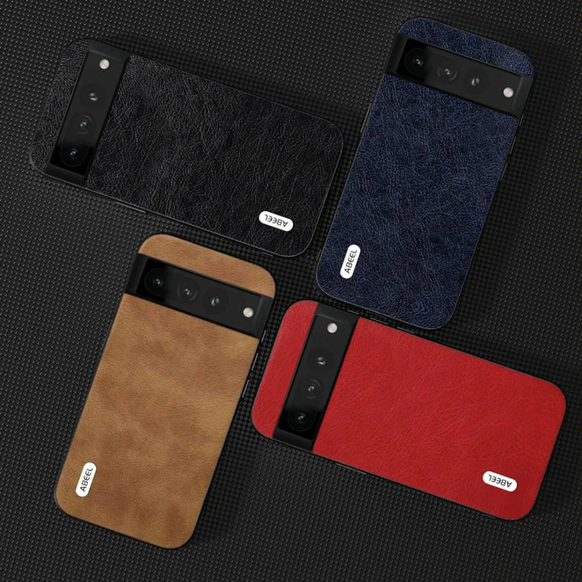 ABEEL Litchi Google Pixel 8 Hoesje Back Cover Zwart afbeelding 2