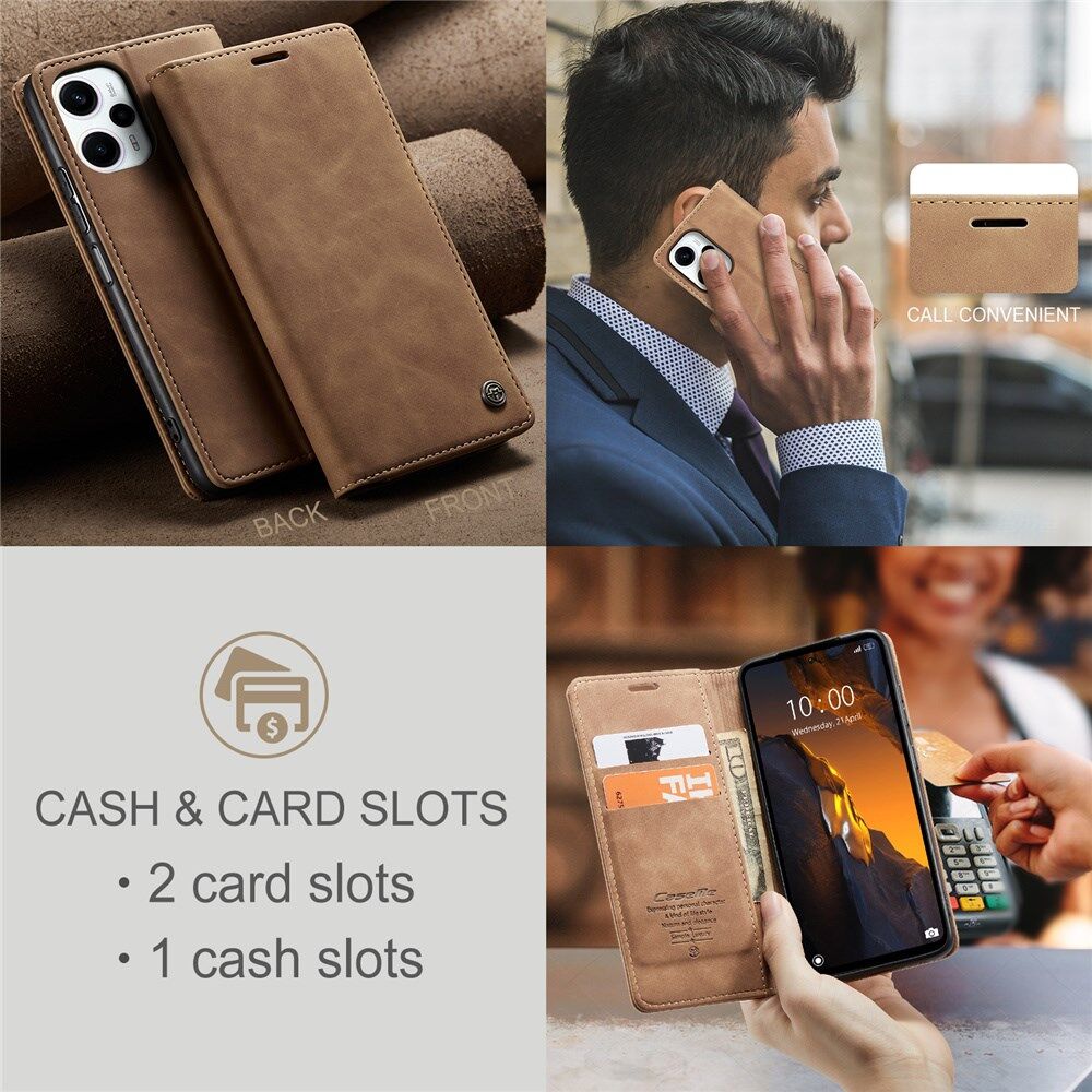 CaseMe 013 Xiaomi Poco F5 5G Hoesje Book Case en Back Cover Bruin afbeelding 4