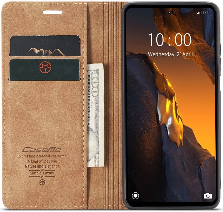 CaseMe 013 Xiaomi Poco F5 5G Hoesje Book Case en Back Cover Bruin afbeelding 7