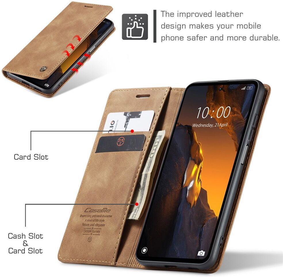 CaseMe 013 Xiaomi Poco F5 5G Hoesje Book Case en Back Cover Bruin afbeelding 9