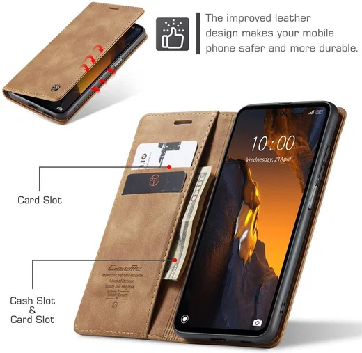 CaseMe 013 Xiaomi Poco F5 5G Hoesje Book Case en Back Cover Bruin afbeelding 9
