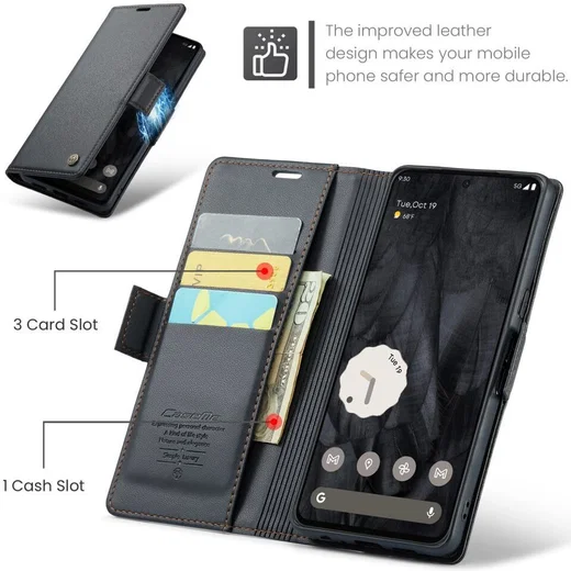 CaseMe 023 Google Pixel 8 Pro Hoesje Book Case Zwart afbeelding 7