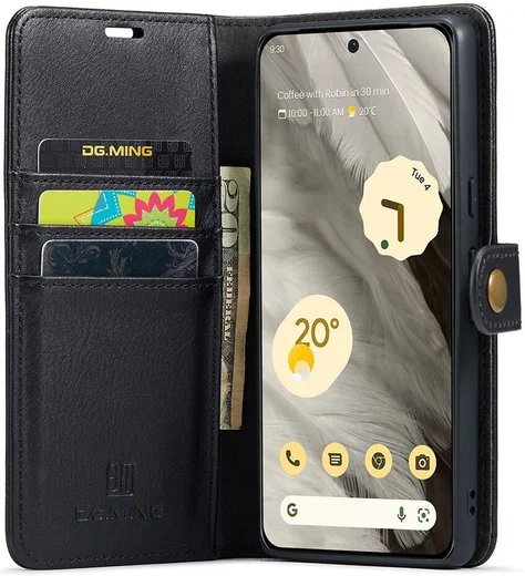 DG Ming Google Pixel 8 Hoesje Retro Wallet Book Case Zwart afbeelding 1