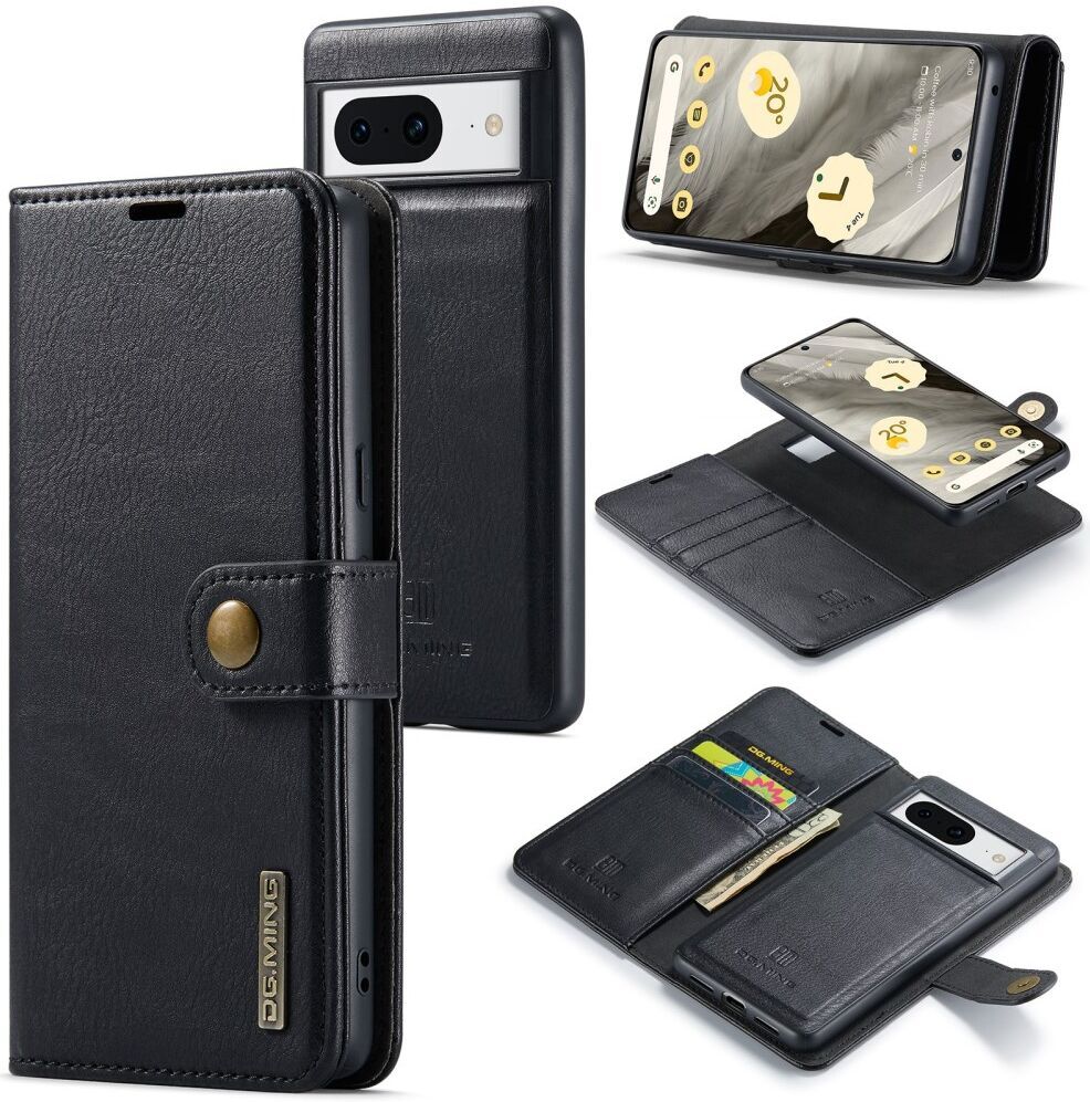 DG Ming Google Pixel 8 Hoesje Retro Wallet Book Case Zwart afbeelding 2
