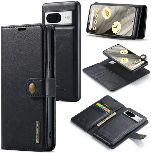 DG Ming Google Pixel 8 Hoesje Retro Wallet Book Case Zwart afbeelding 2