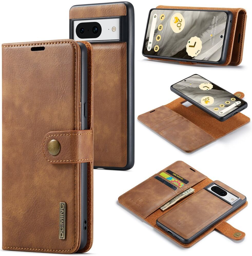 DG Ming Google Pixel 8 Hoesje Retro Wallet Book Case Bruin afbeelding 2