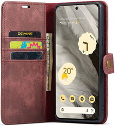 DG Ming Google Pixel 8 Hoesje Retro Wallet Book Case Rood afbeelding
