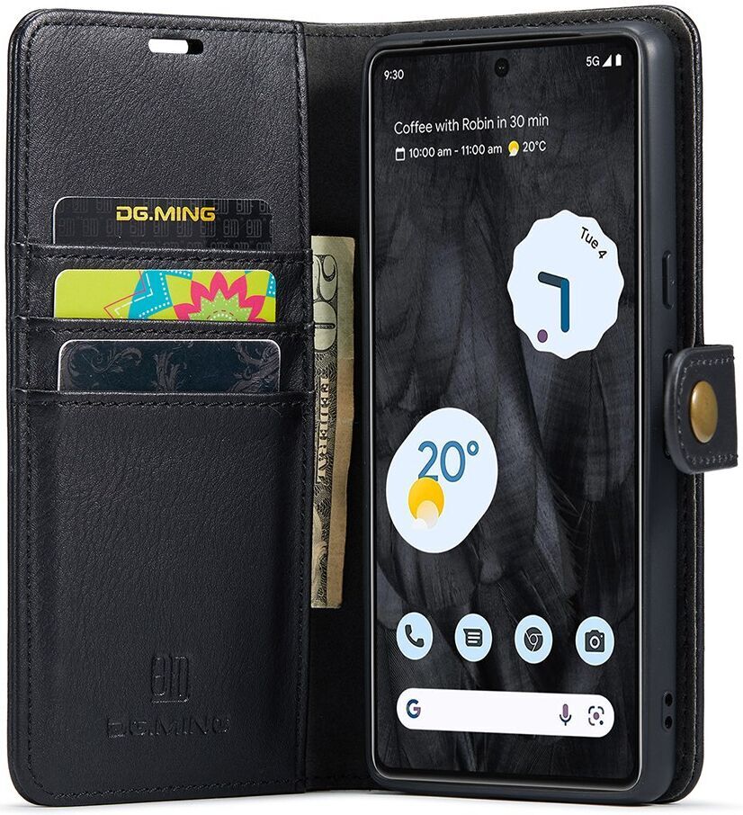 DG Ming Google Pixel 8 Pro Hoesje Retro Wallet Book Case Zwart afbeelding 1