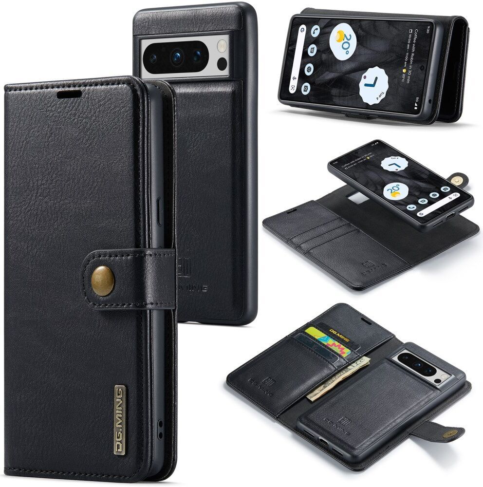 DG Ming Google Pixel 8 Pro Hoesje Retro Wallet Book Case Zwart afbeelding 2
