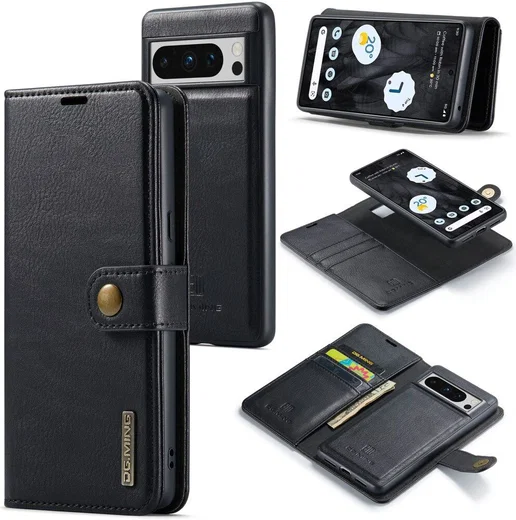 DG Ming Google Pixel 8 Pro Hoesje Retro Wallet Book Case Zwart afbeelding 2