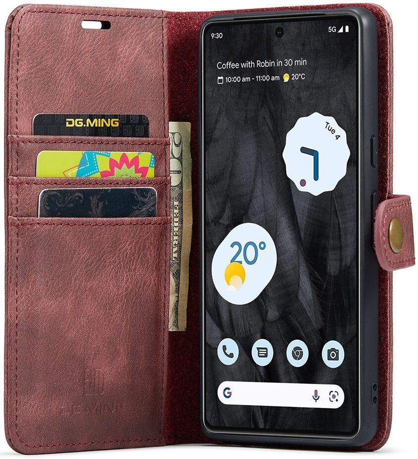 DG Ming Google Pixel 8 Pro Hoesje Retro Wallet Book Case Rood afbeelding 1