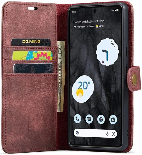 DG Ming Google Pixel 8 Pro Hoesje Retro Wallet Book Case Rood afbeelding 1