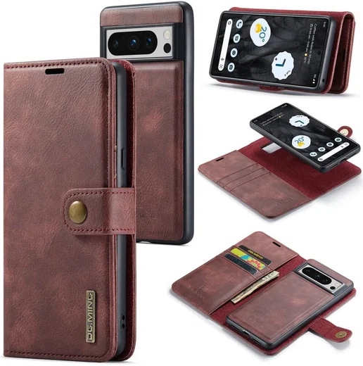 DG Ming Google Pixel 8 Pro Hoesje Retro Wallet Book Case Rood afbeelding 2