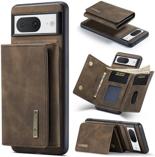 DG Ming Google Pixel 8 Hoesje met Magnetische Kaarthouder Coffee afbeelding 2