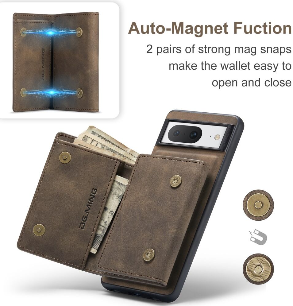 DG Ming Google Pixel 8 Hoesje met Magnetische Kaarthouder Coffee afbeelding 5