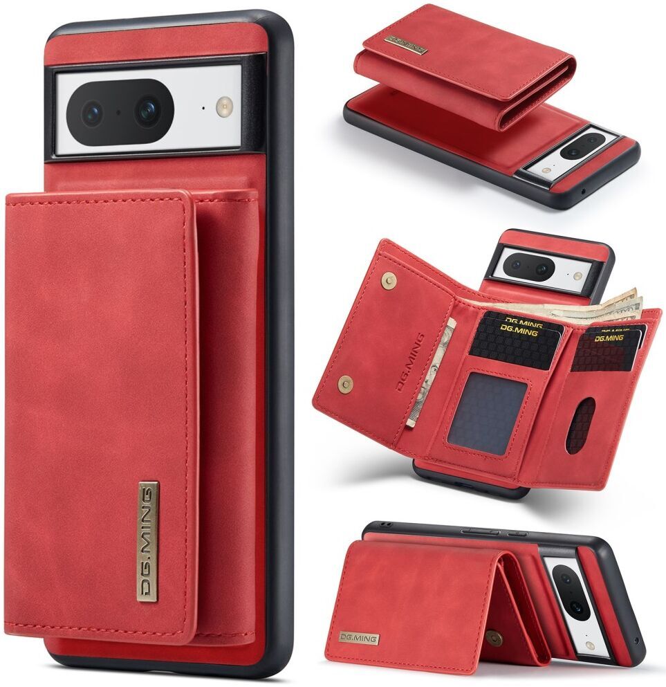 DG Ming Google Pixel 8 Hoesje met Magnetische Kaarthouder Rood afbeelding 2