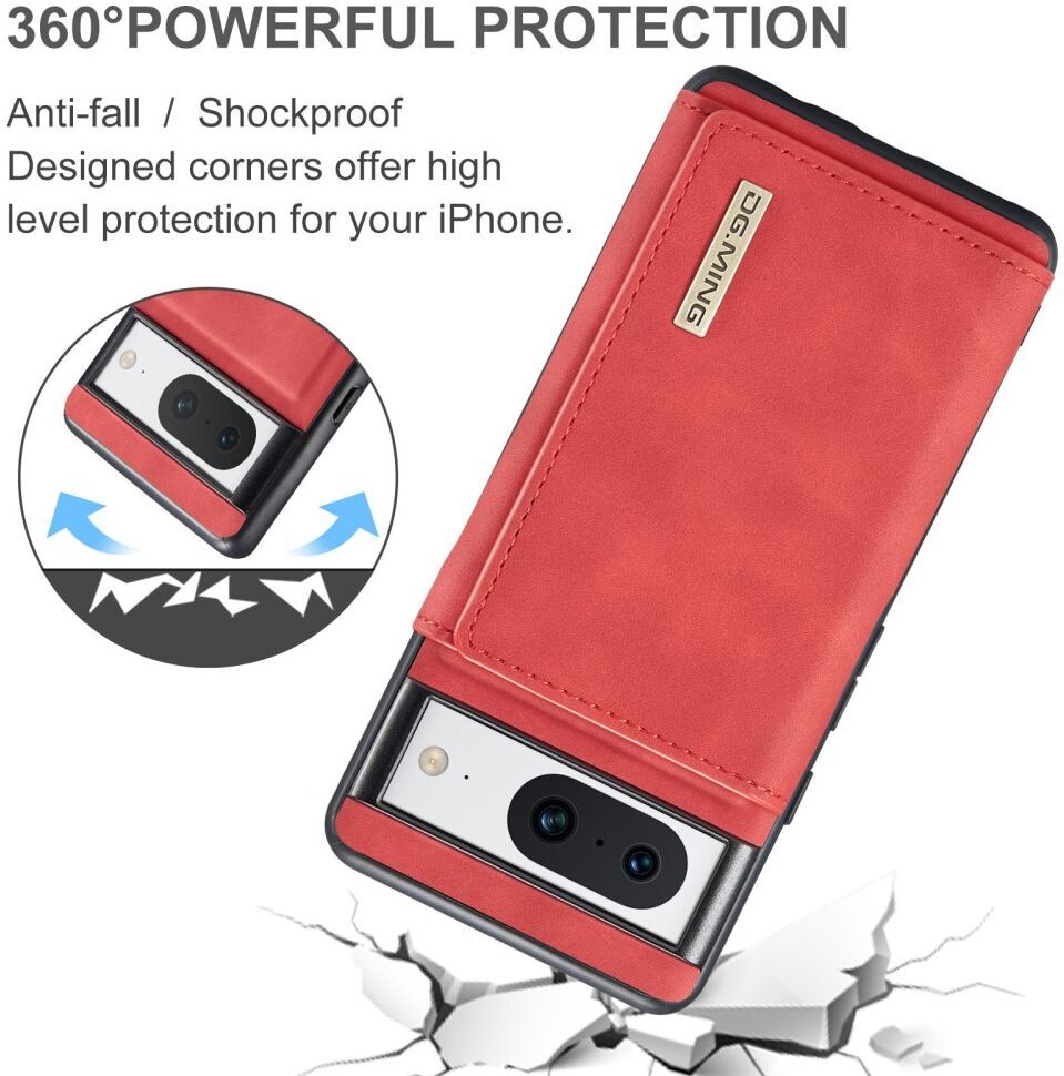 DG Ming Google Pixel 8 Hoesje met Magnetische Kaarthouder Rood afbeelding 4