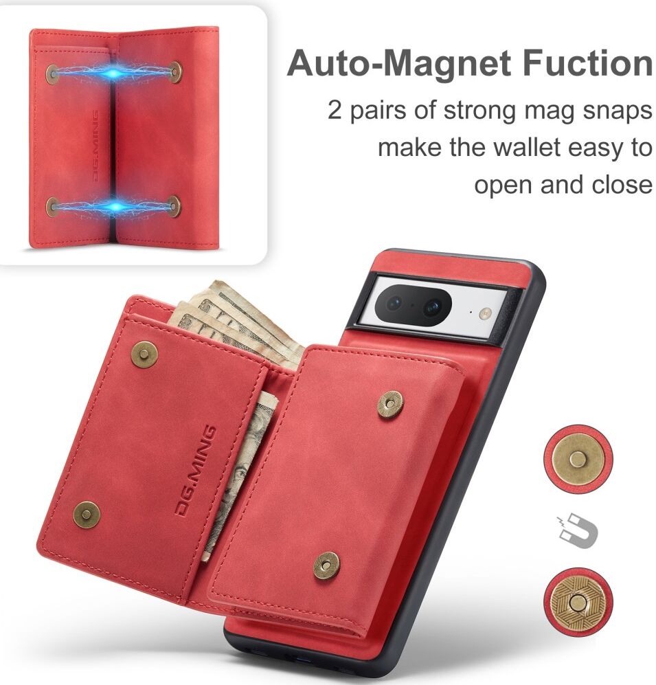 DG Ming Google Pixel 8 Hoesje met Magnetische Kaarthouder Rood afbeelding 5