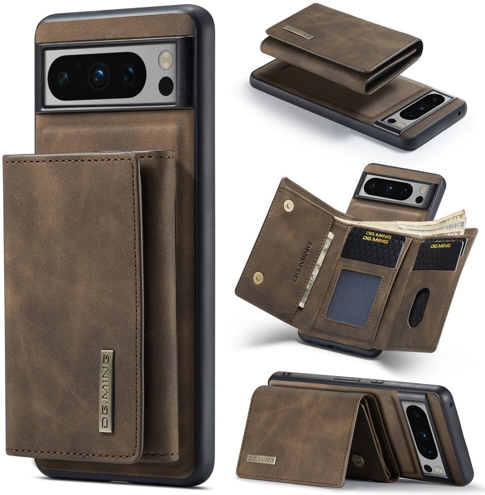 DG Ming Google Pixel 8 Pro Hoesje met Magnetische Kaarthouder Coffee afbeelding 2