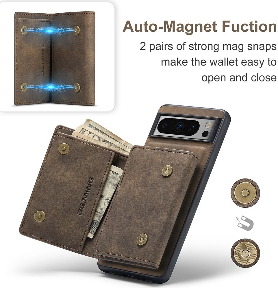 DG Ming Google Pixel 8 Pro Hoesje met Magnetische Kaarthouder Coffee afbeelding 4