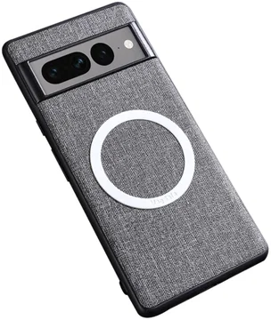 Google Pixel 8 Pro Hoesje met Stoffen Afwerking MagSafe Grijs