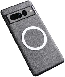Google Pixel 8 Pro Hoesje met Stoffen Afwerking MagSafe Grijs afbeelding