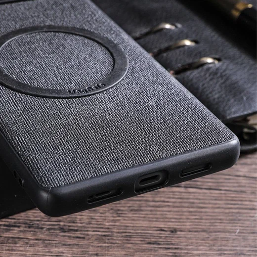 Google Pixel 8 Pro Hoesje met Stoffen Afwerking MagSafe Grijs afbeelding 8