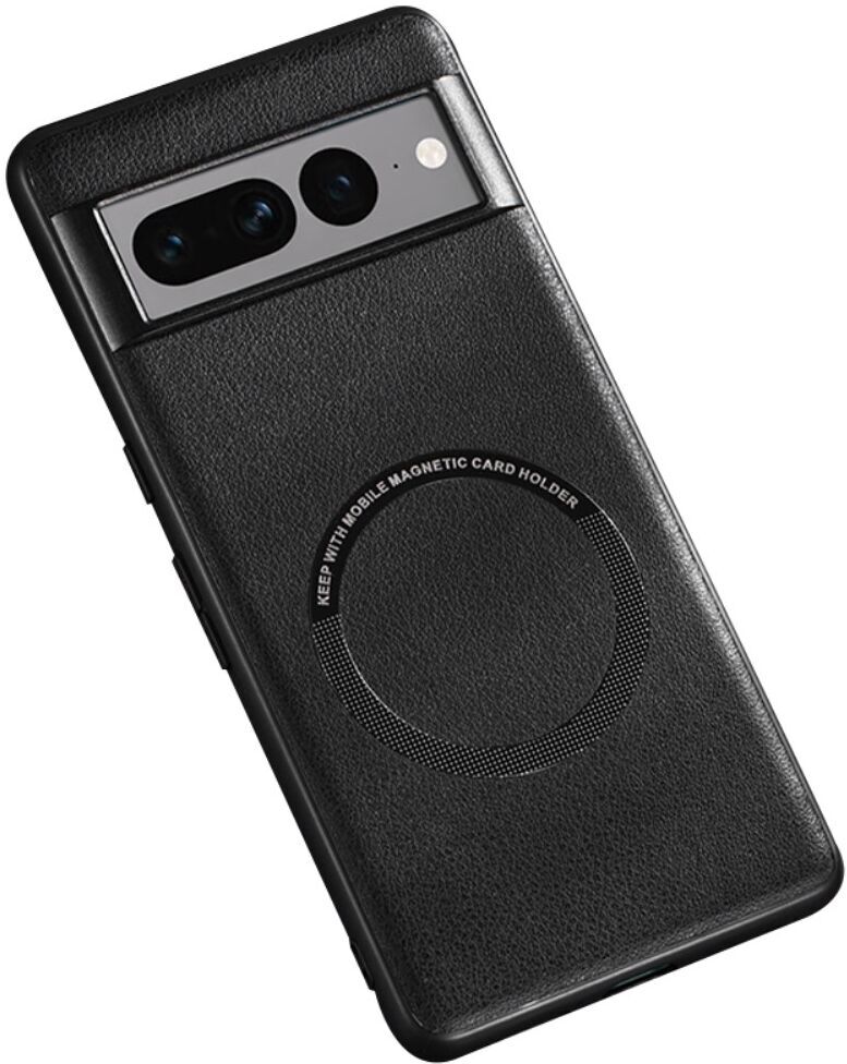 Google Pixel 8 Pro Hoesje MagSafe Kunstleer Back Cover Zwart afbeelding 1