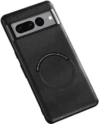 Google Pixel 8 Pro Hoesje MagSafe Kunstleer Back Cover Zwart afbeelding