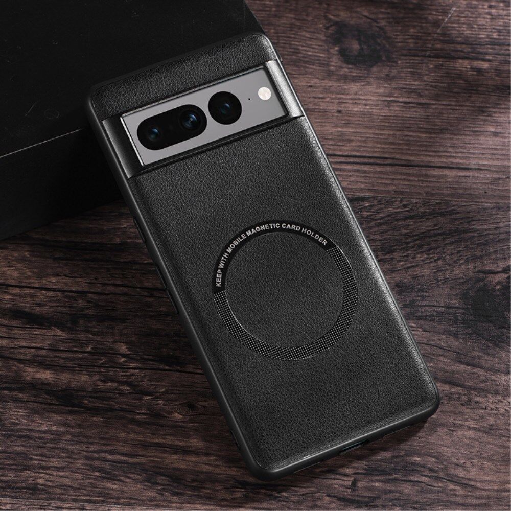 Google Pixel 8 Pro Hoesje MagSafe Kunstleer Back Cover Zwart afbeelding 2