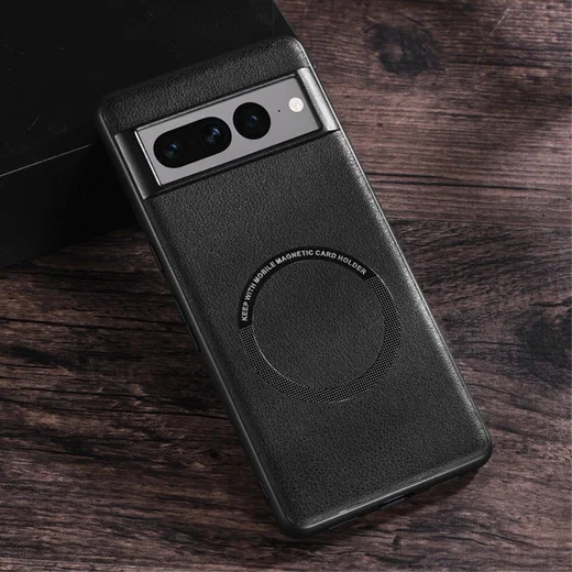 Google Pixel 8 Pro Hoesje MagSafe Kunstleer Back Cover Zwart afbeelding 2