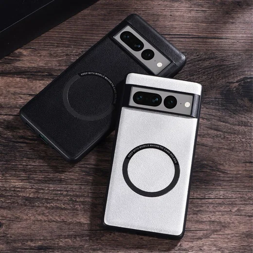 Google Pixel 8 Pro Hoesje MagSafe Kunstleer Back Cover Zwart afbeelding 3