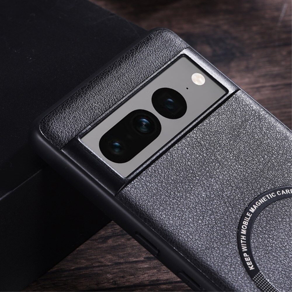 Google Pixel 8 Pro Hoesje MagSafe Kunstleer Back Cover Zwart afbeelding 6