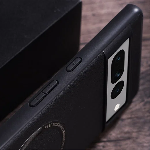 Google Pixel 8 Pro Hoesje MagSafe Kunstleer Back Cover Zwart afbeelding 7