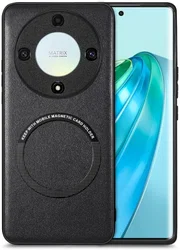 Honor Magic5 Lite Hoesje MagSafe Kunstleer Back Cover Zwart afbeelding