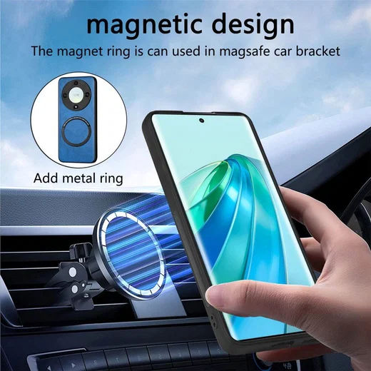 Honor Magic5 Lite Hoesje MagSafe Kunstleer Back Cover Zwart afbeelding 5