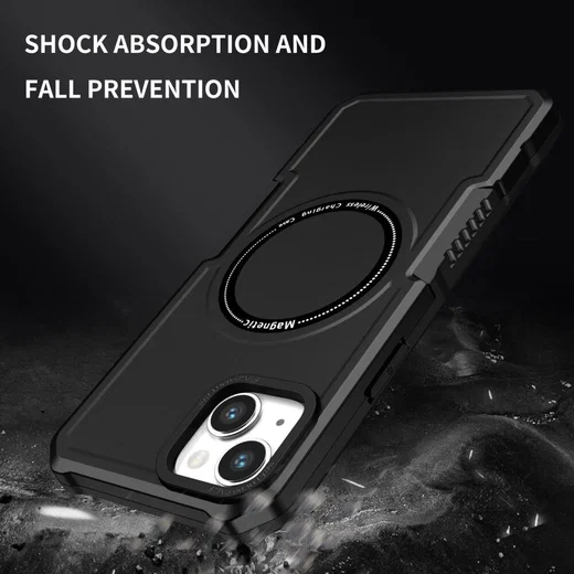 Apple iPhone 15 Plus Hoesje met MagSafe Shockproof Back Cover Zwart afbeelding 2