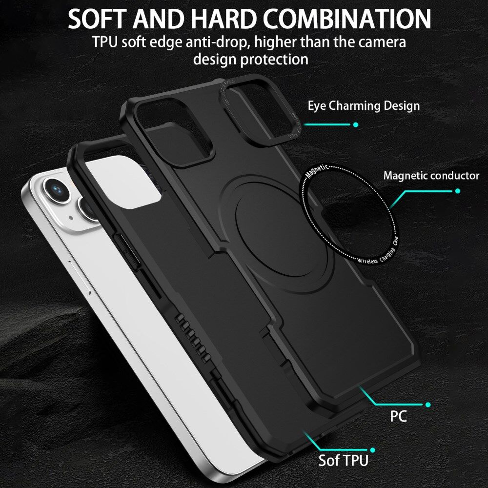 Apple iPhone 15 Plus Hoesje met MagSafe Shockproof Back Cover Zwart afbeelding 6