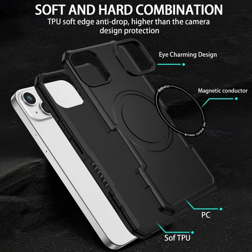 Apple iPhone 15 Plus Hoesje met MagSafe Shockproof Back Cover Zwart afbeelding 6