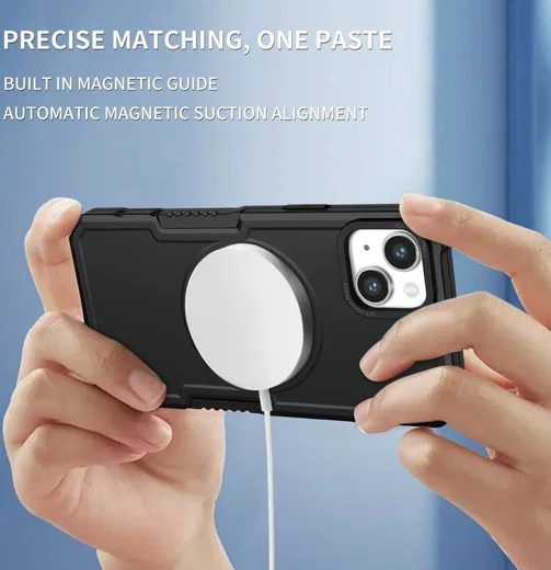 Apple iPhone 15 Plus Hoesje met MagSafe Shockproof Back Cover Zwart afbeelding 8