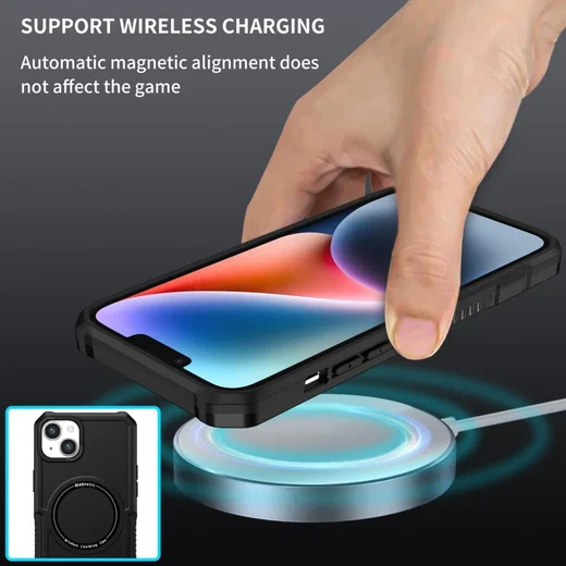 Apple iPhone 15 Plus Hoesje met MagSafe Shockproof Back Cover Zwart afbeelding 9