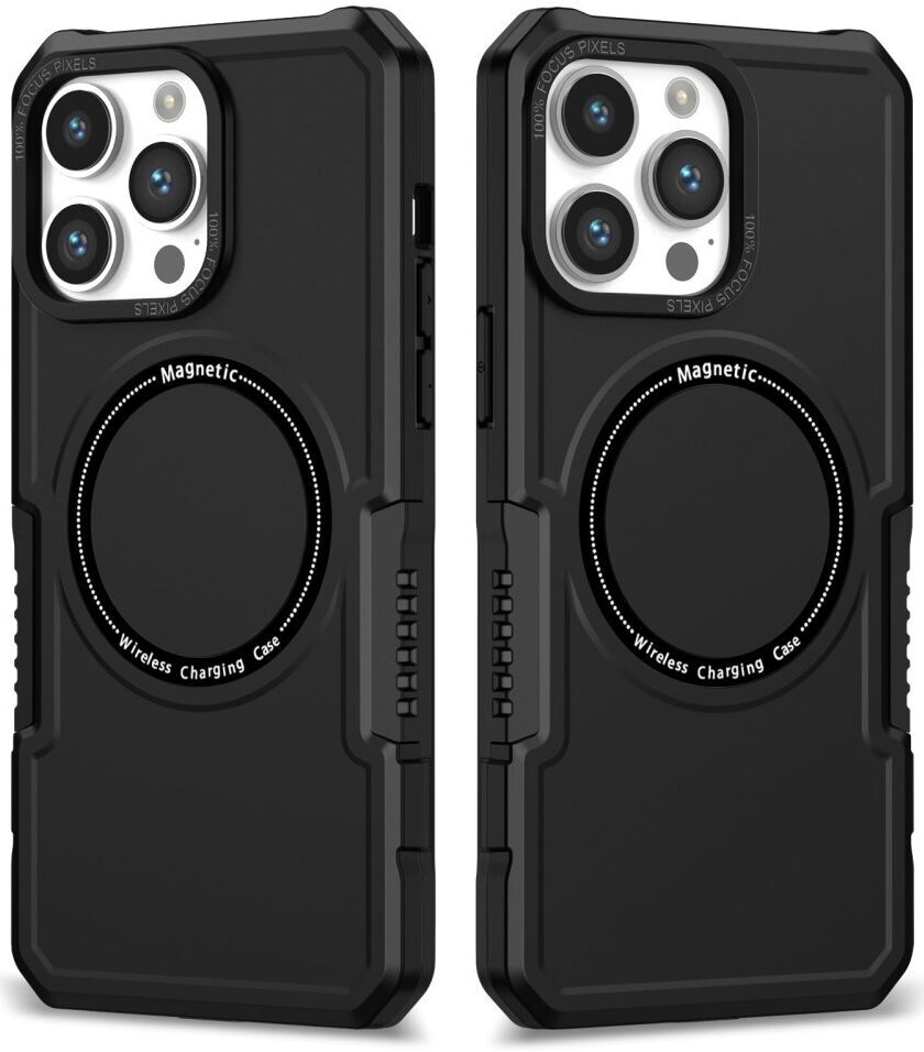 Apple iPhone 15 Pro Max Hoesje met MagSafe Shockproof Back Cover Zwart afbeelding 1