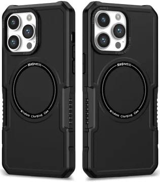 Apple iPhone 15 Pro Max Hoesje met MagSafe Shockproof Back Cover Zwart