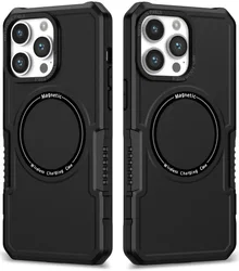 Apple iPhone 15 Pro Max Hoesje met MagSafe Shockproof Back Cover Zwart afbeelding
