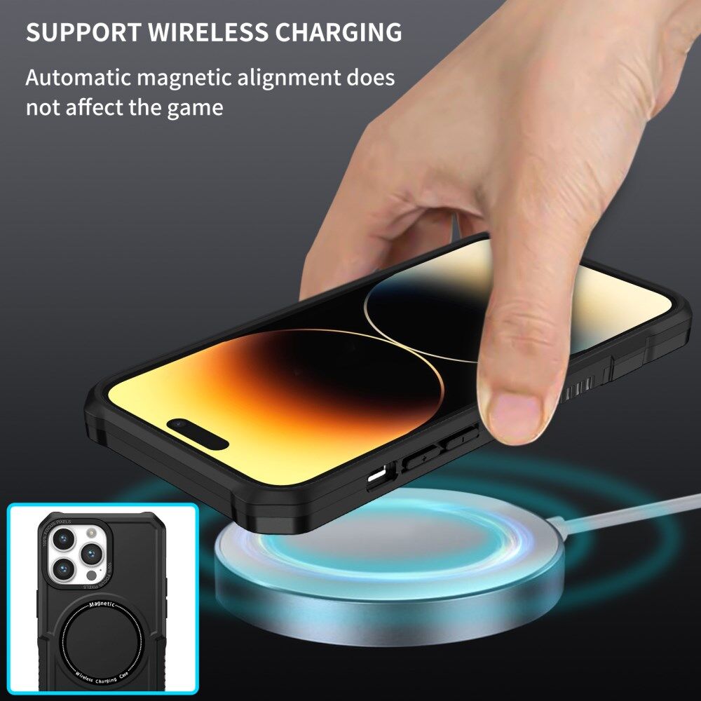 Apple iPhone 15 Pro Max Hoesje met MagSafe Shockproof Back Cover Zwart afbeelding 10