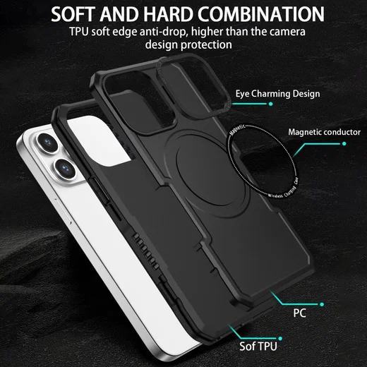 Apple iPhone 15 Pro Max Hoesje met MagSafe Shockproof Back Cover Zwart afbeelding 7