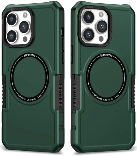 Apple iPhone 15 Pro Max Hoesje met MagSafe Shockproof Back Cover Groen afbeelding 1